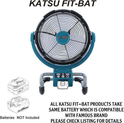 Jobsite Fan Cordless Portable 12 Inch 18V 21V AC DC 3 Speed Timer Blue Workshop