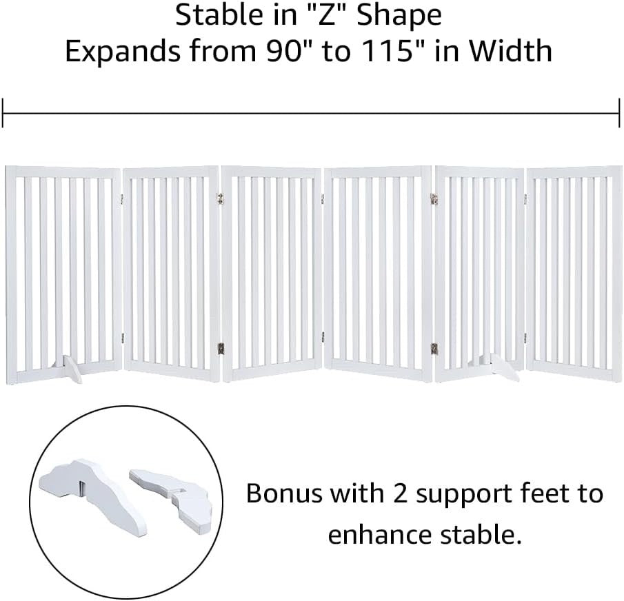 XL Freestanding Pet Gate Expandable Wooden Dog Safety Barrier Indoor Home