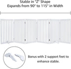 XL Freestanding Pet Gate Expandable Wooden Dog Safety Barrier Indoor Home