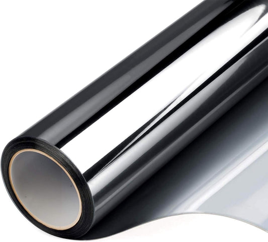 Window Privacy Film One Way Mirror Tint 75x400cm Black Silver Static Cling UV
