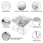 Odoland XL Portable Collapsible Campfire Grill Fire Pit Stainless Steel Outdoor