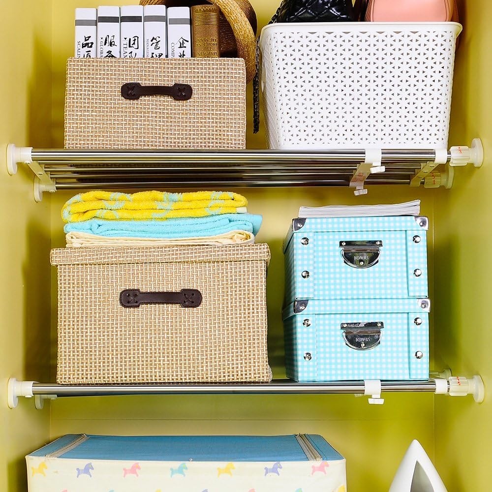 Adjustable Wardrobe Shelf 60-80cm Telescopic Closet Tension Storage Rack Heavy