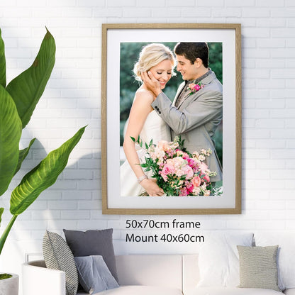 Picture Frame Set 50x70cm Wooden 3 Pack Poster Photo Mount Wall Hanging Oak