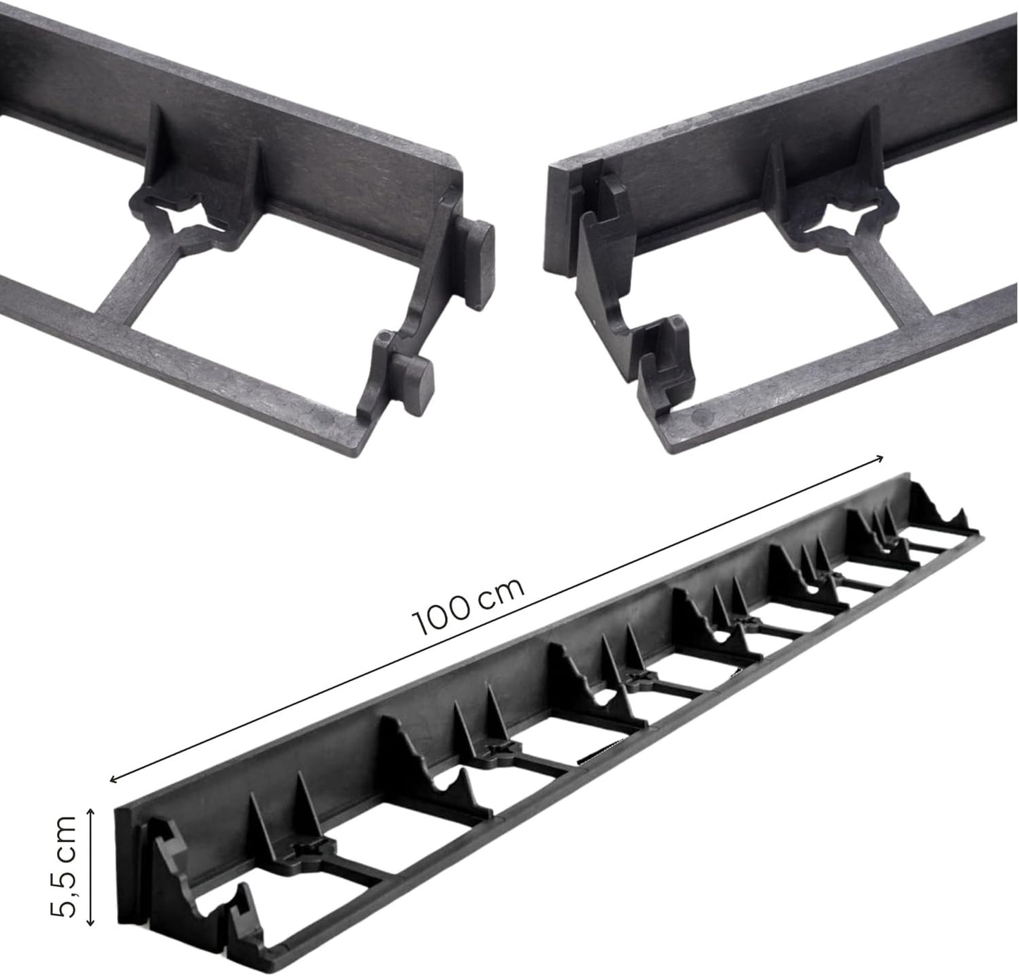Garden Lawn Edging Border Flexible Plastic Edge 12m 55mm Black 50 Pegs Kit
