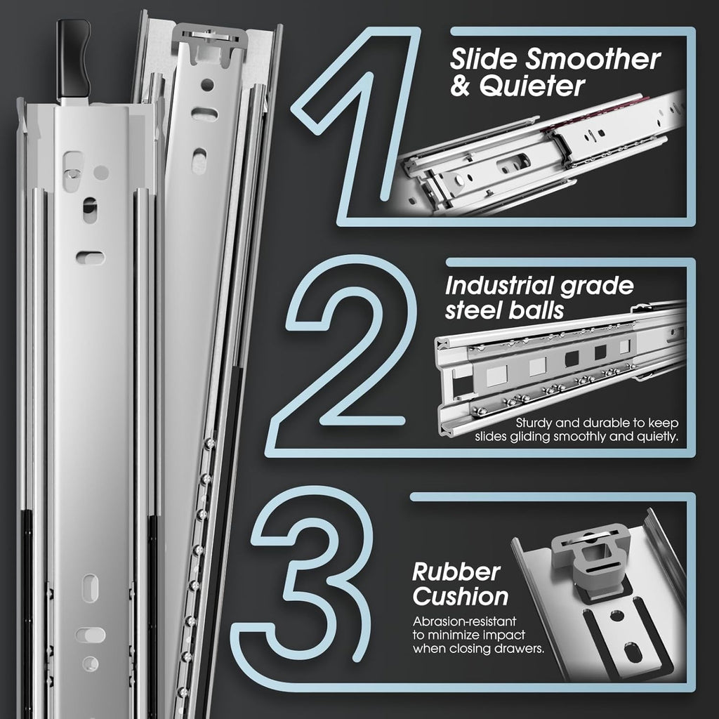 SHUHANG Heavy Duty Drawer Runners 68kg Locking Full Extension Ball Bearing Pair