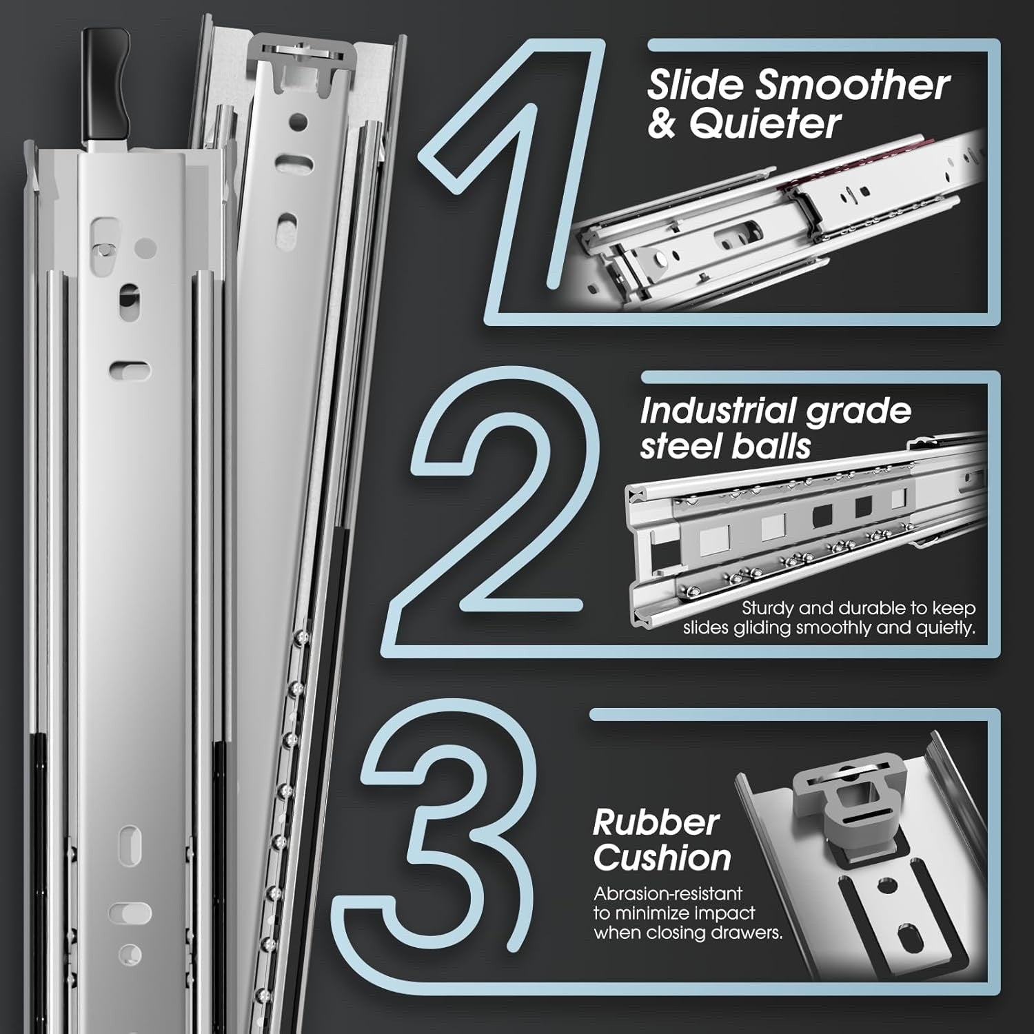 SHUHANG Heavy Duty Drawer Runners 68kg Locking Full Extension Ball Bearing Pair