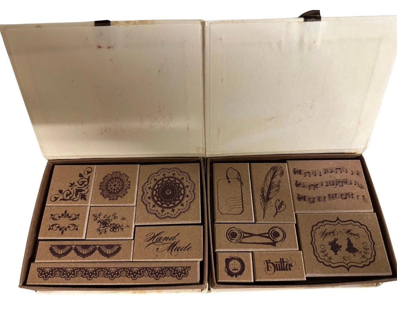 MerryTree x2 4pcs Wooden Rubber Stamp Set