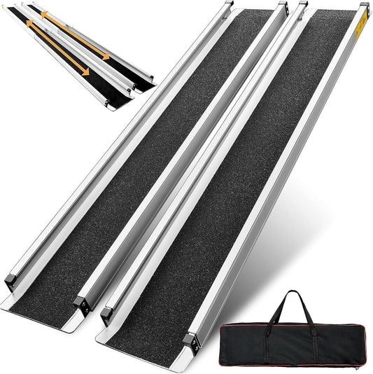 Telescopic Wheelchair Ramps 5FT Aluminum Portable 272KG Capacity 2PCS Set Pair