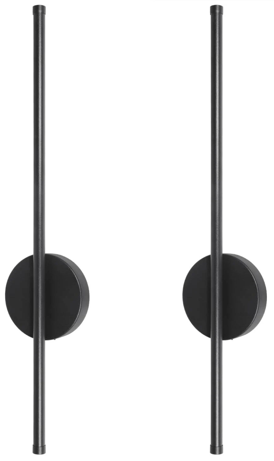 2x Wireless Rechargeable Wall Sconce Lights Black Dimmable Remote