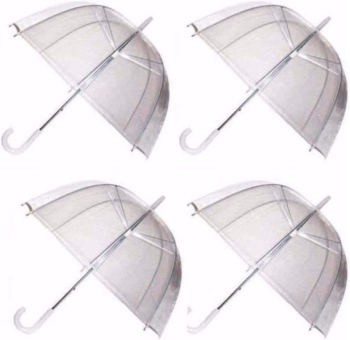 Clear Dome Umbrella 4 Pack Transparent Bubble Rain Wedding Brolly Windproof