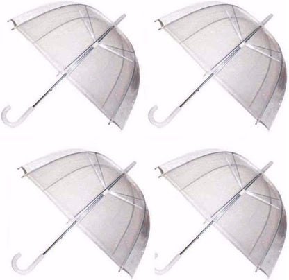 Clear Dome Umbrella 4 Pack Transparent Bubble Rain Wedding Brolly Windproof