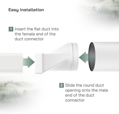 Ventilation Duct Connector 220x90mm to 150mm Round Pipe Rectangular Adapter