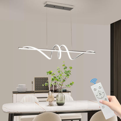 120cm Chrome Spiral LED Pendant Light Dimmable Remote Ceiling Kitchen Island
