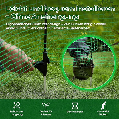 Garden Barrier Fencing Mesh 15m x 0.9m Green Temporary Fence 9 Pins Pet Poultry