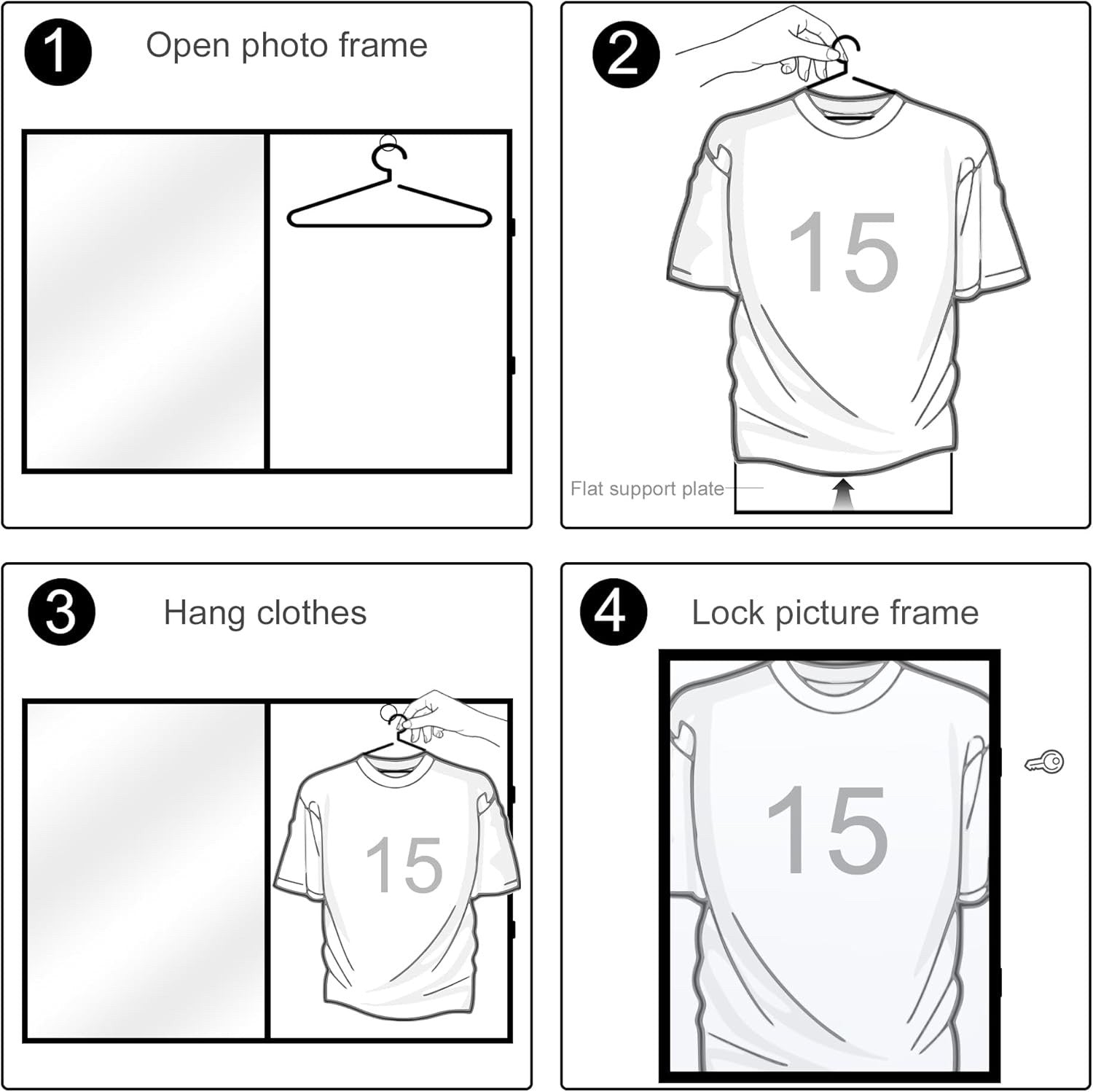 Tinkeps Football Shirt Frame Black Acrylic Display Sports Jersey 31.3 x 23.3 in