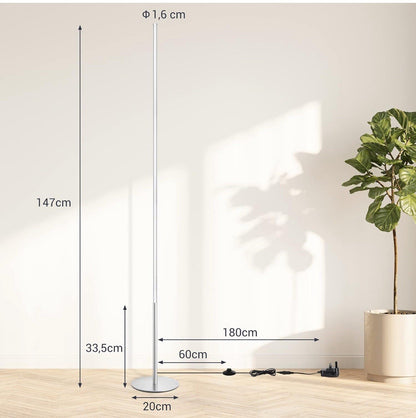 2 Pack LED Floor Lamp Dimmable 3000K Warm White 57.5in Modern Standing Silver