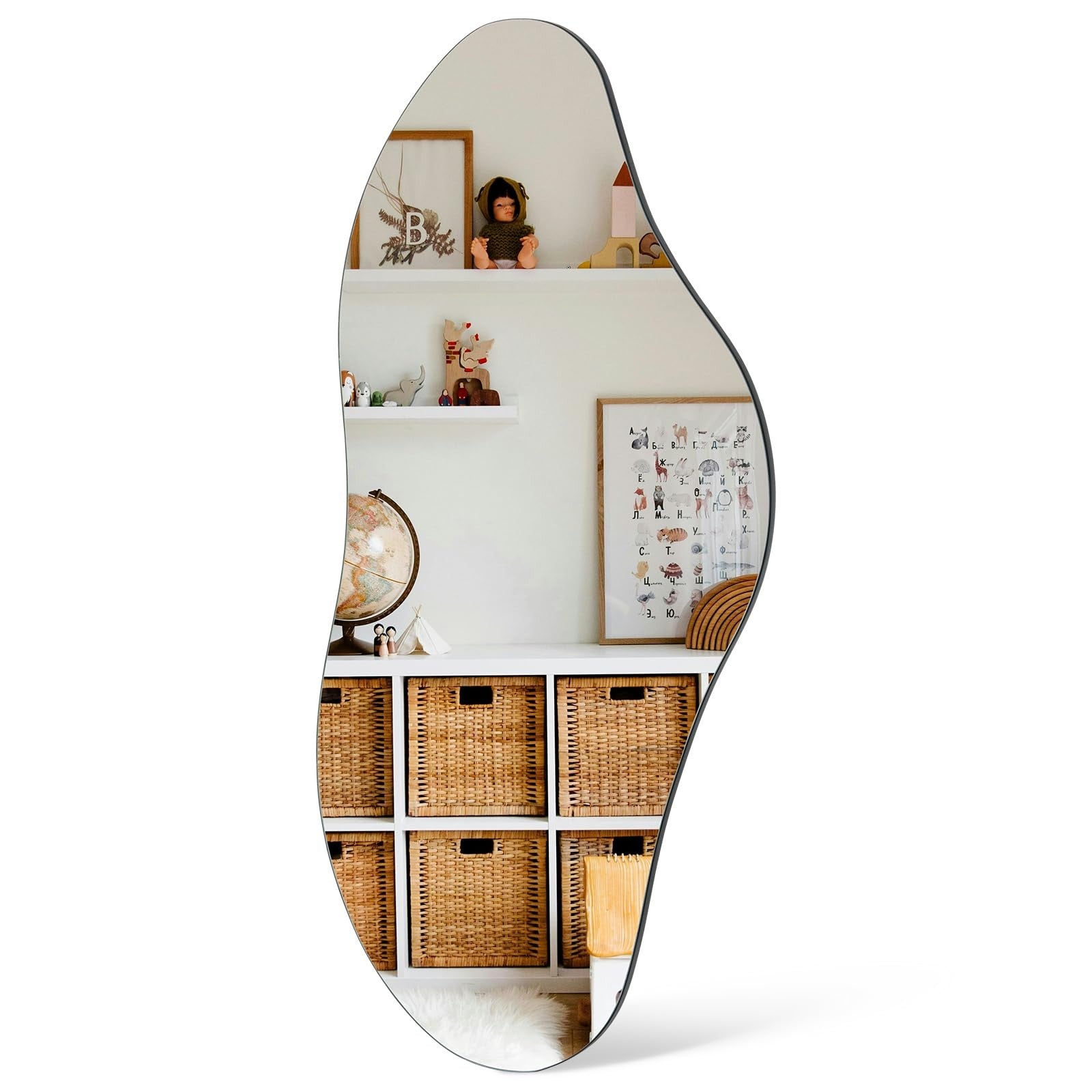 Ymahizax Irregular Wall Mirror Black 98x45cm Decorative Hanging Mirror Bedroom