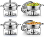 4pc 5L Stainless Steel Chafing Dish Set Round Buffet Food Warmer Catering
