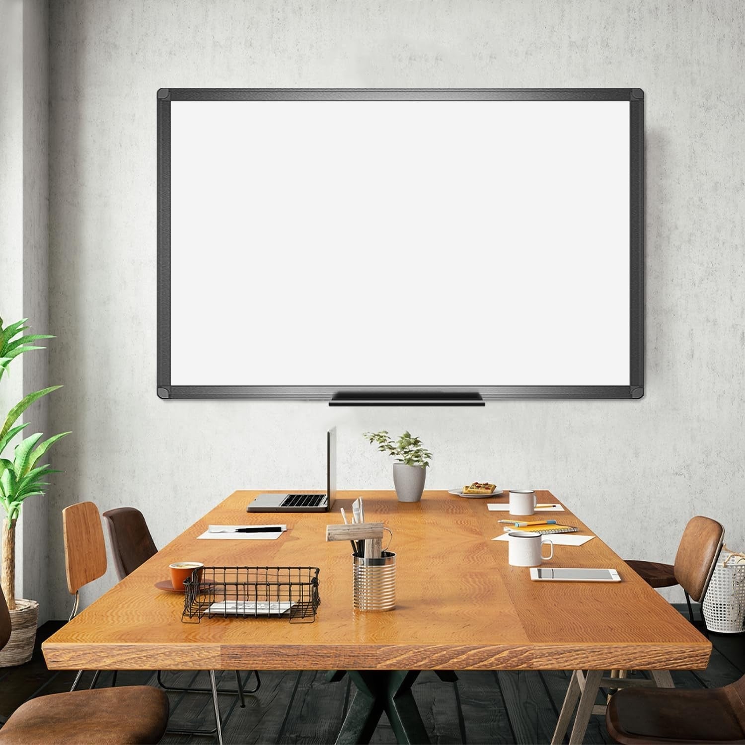 Viz-Pro Magnetic Whiteboard 120x90cm Dry Wipe Board Aluminium Frame