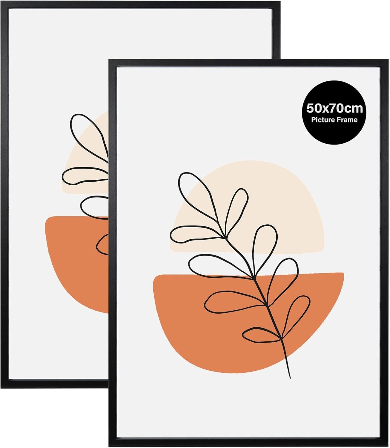 2 Pack 50x70cm Picture Frames Black Poster Frame Wall Mount Wooden Photo