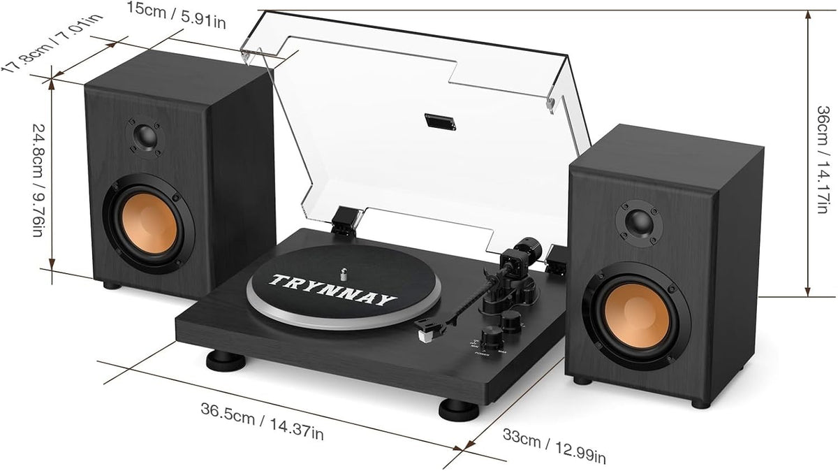 Turntable Record Player with Bluetooth, Adjustable Counterweight, 33/45 RPM – Bl