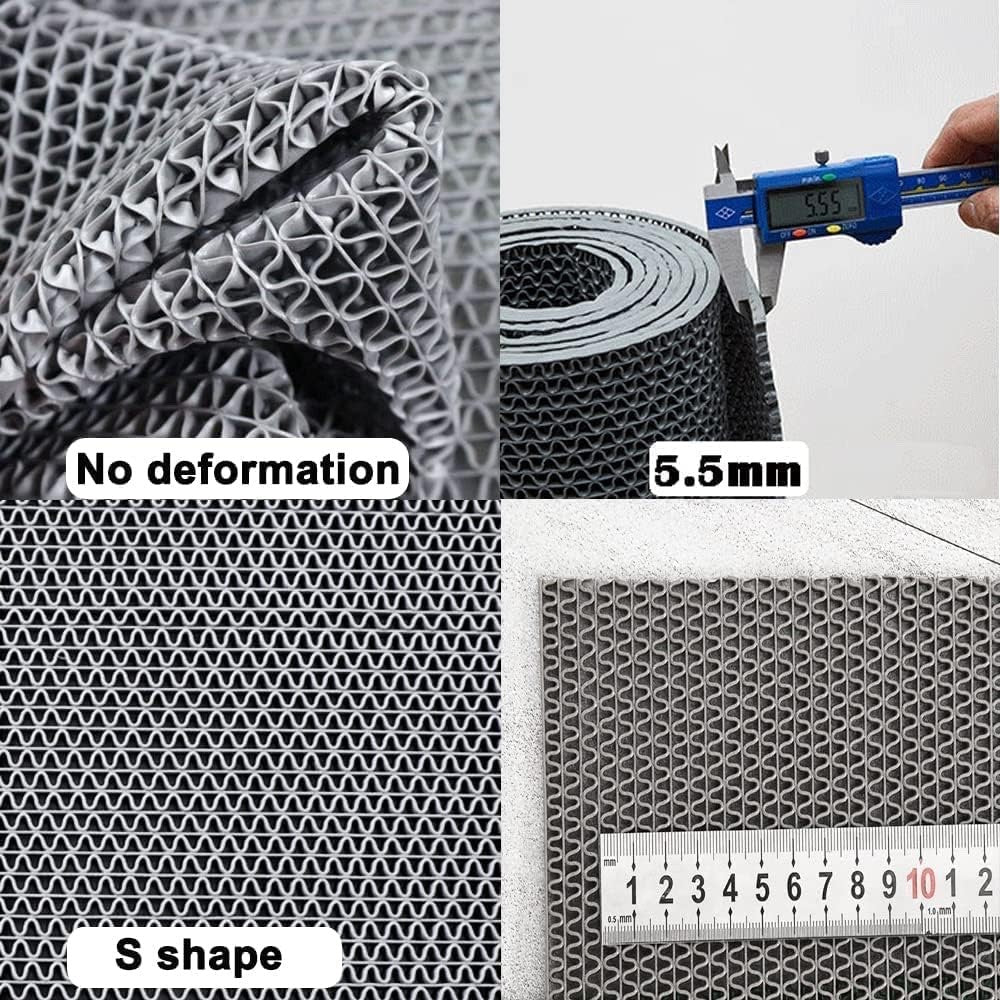 Heavy Duty Rubber Floor Mat 300×90cm Non Slip Waterproof Drainage Grey