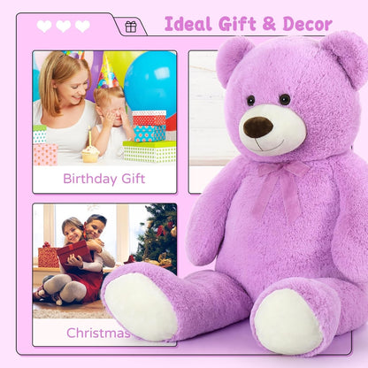 Giant Teddy Bear 130cm Large Soft Plush Purple Cute Gift Kids Birthday