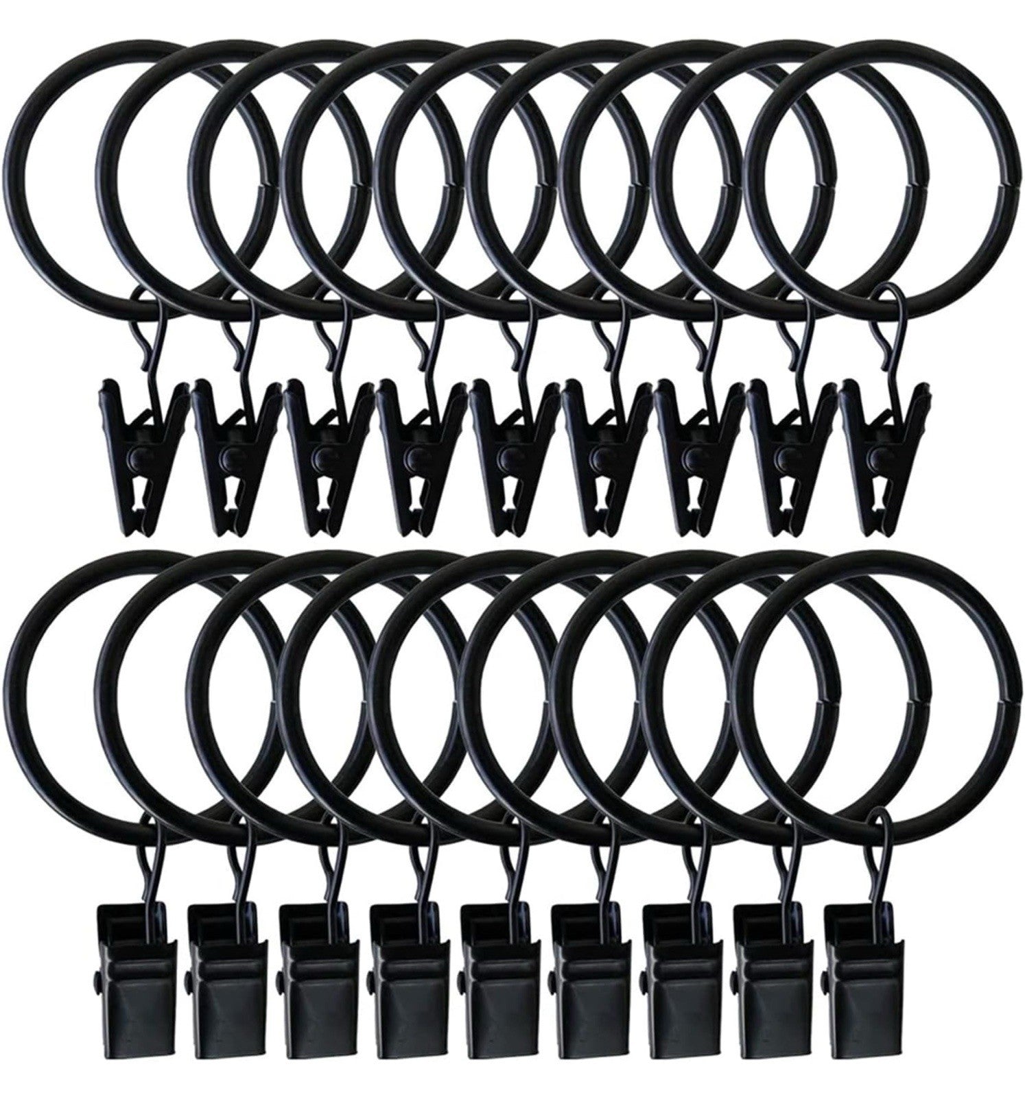 Curtain Rings Meiyaa 20 Pieces Black Metal Drapery Hanging Rings with Clips