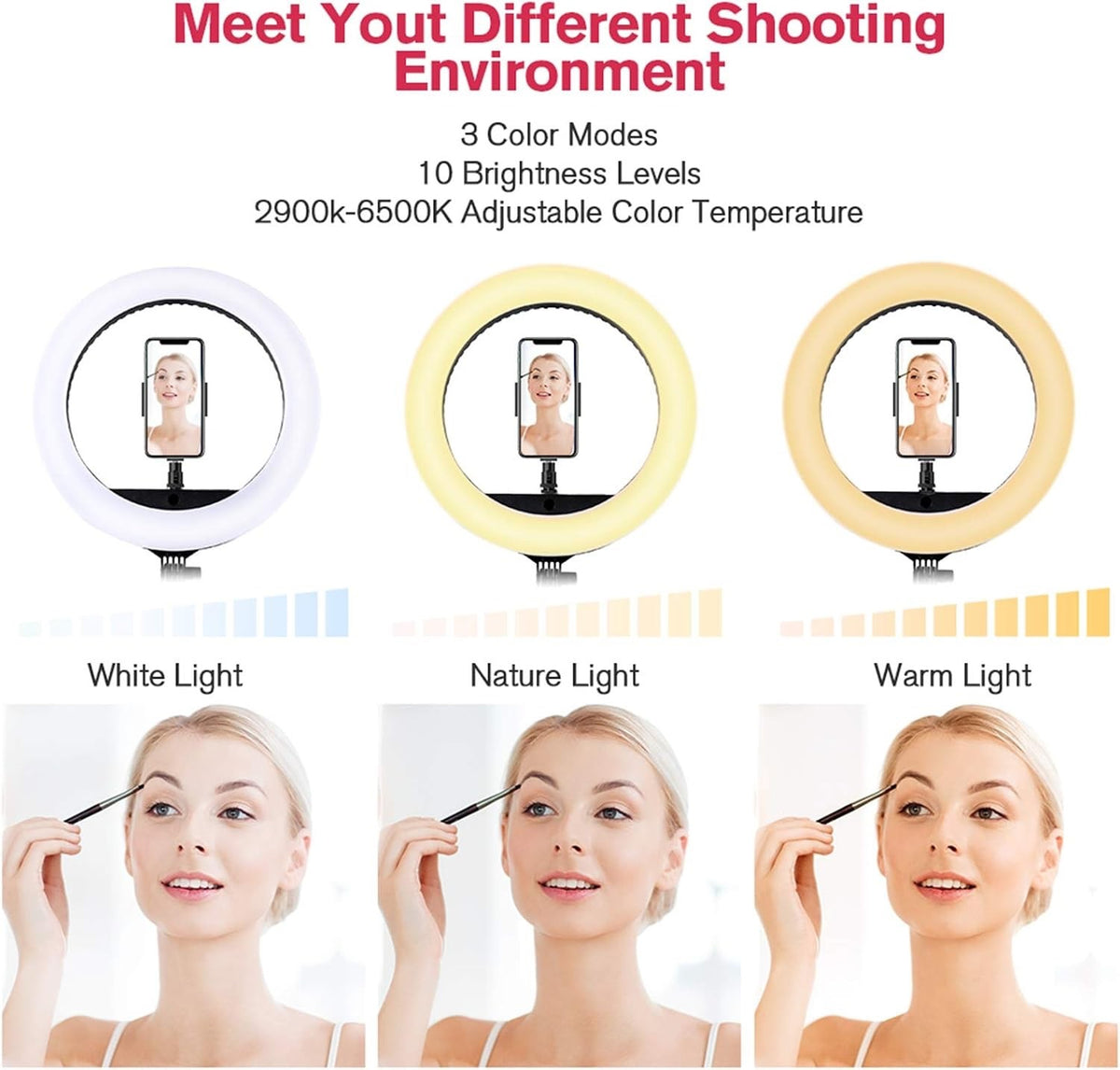 LED Ring Light 18 Inch Tripod Dimmable Selfie Portrait Vlog YouTube Remote Kit