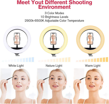 LED Ring Light 18 Inch Tripod Dimmable Selfie Portrait Vlog YouTube Remote Kit