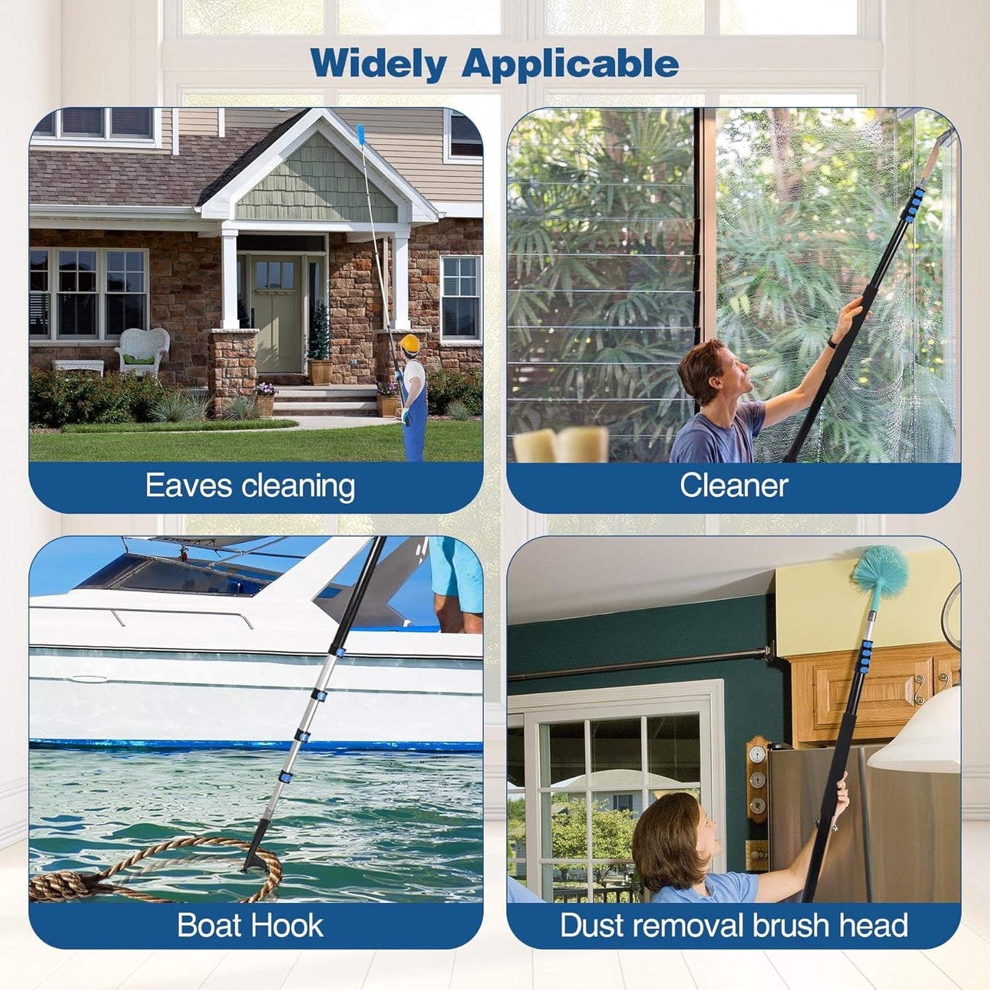 24ft Aluminum Telescopic Extension Pole Window Paint Gutter Duster Tool