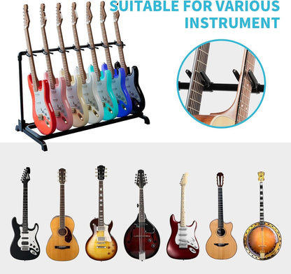 Multi Guitar Rack Stand 7 Holder Foldable Adjustable Acoustic Electric Bass
