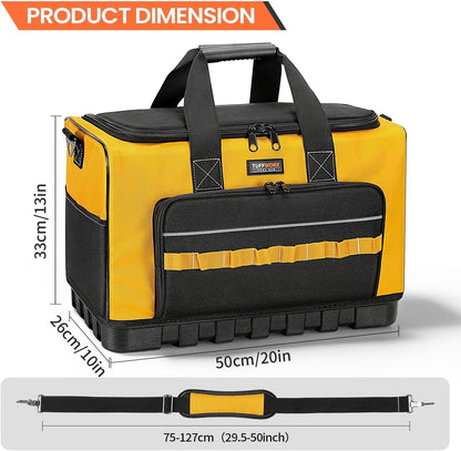 Tool Bag Heavy Duty 20 Inch 15 Pockets Waterproof Base 1680D Yellow Storage