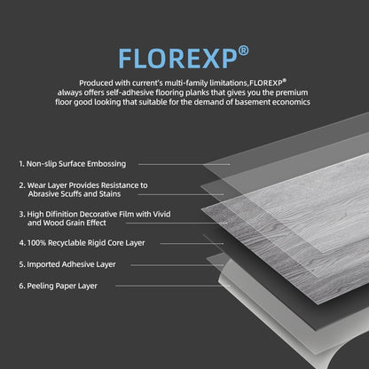 Peel Stick Vinyl Floor Tiles 36pc Dark Poplar 2.0mm Waterproof 5.02sqm Pack