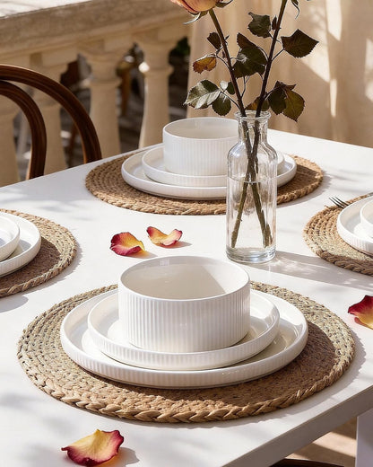 Dinner Plates Bowls Set 18 Piece White Ceramic Dinnerware Dishwasher Safe for 6