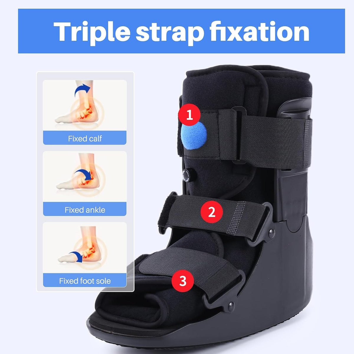 Walking Boot Ankle Brace Orthopaedic Air Walker Fracture Support Black 8.5-10.5