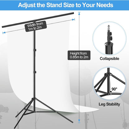 EMART White Backdrop Stand 1.5x2m Photography Screen 2x2m Background Frame Kit