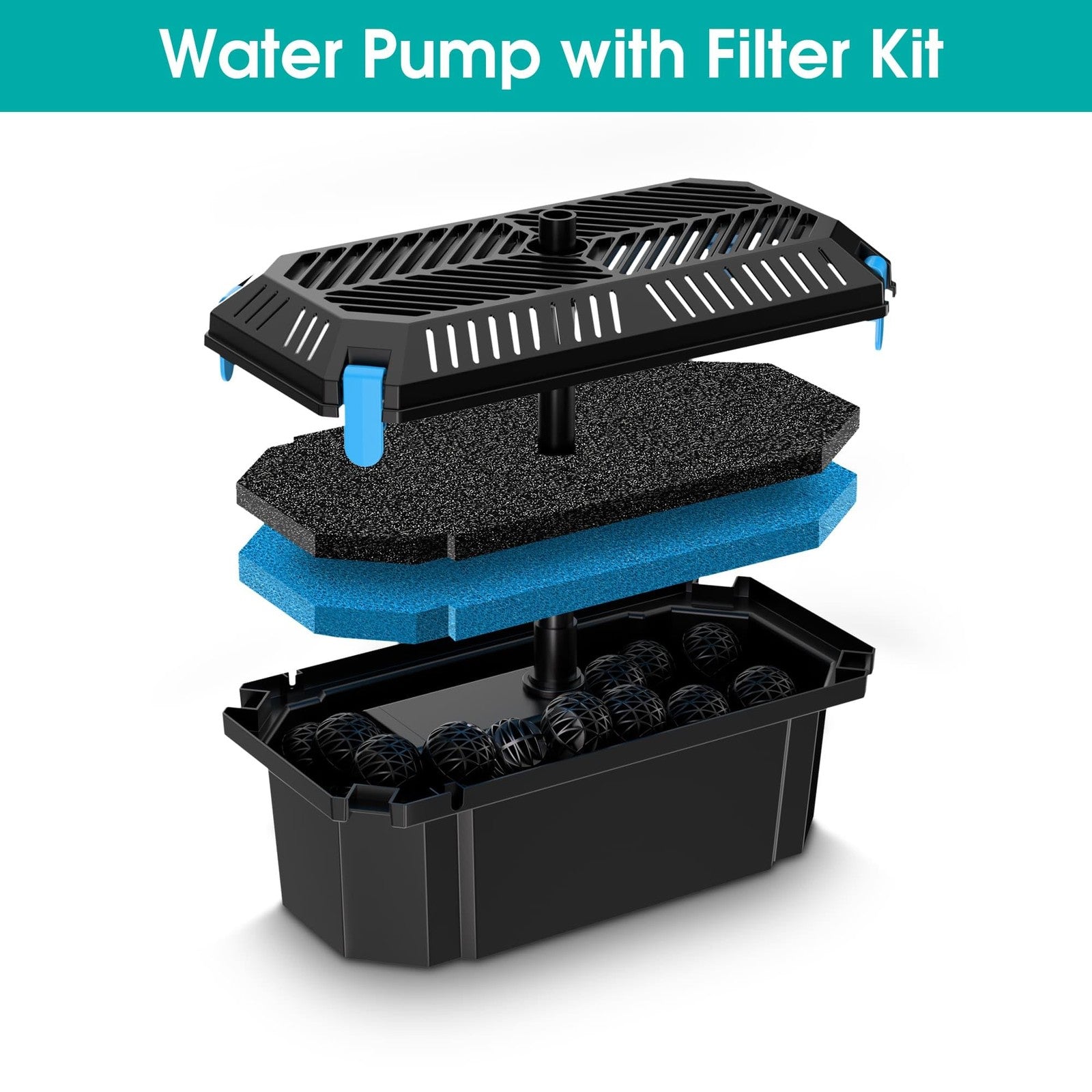 Biling 20W Solar Pond Filter Kit with Pump for Garden Solar Filtration System