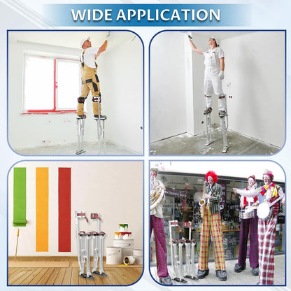 Drywall Stilts Aluminum Adjustable 24-40in Taping Painting Plastering Silver
