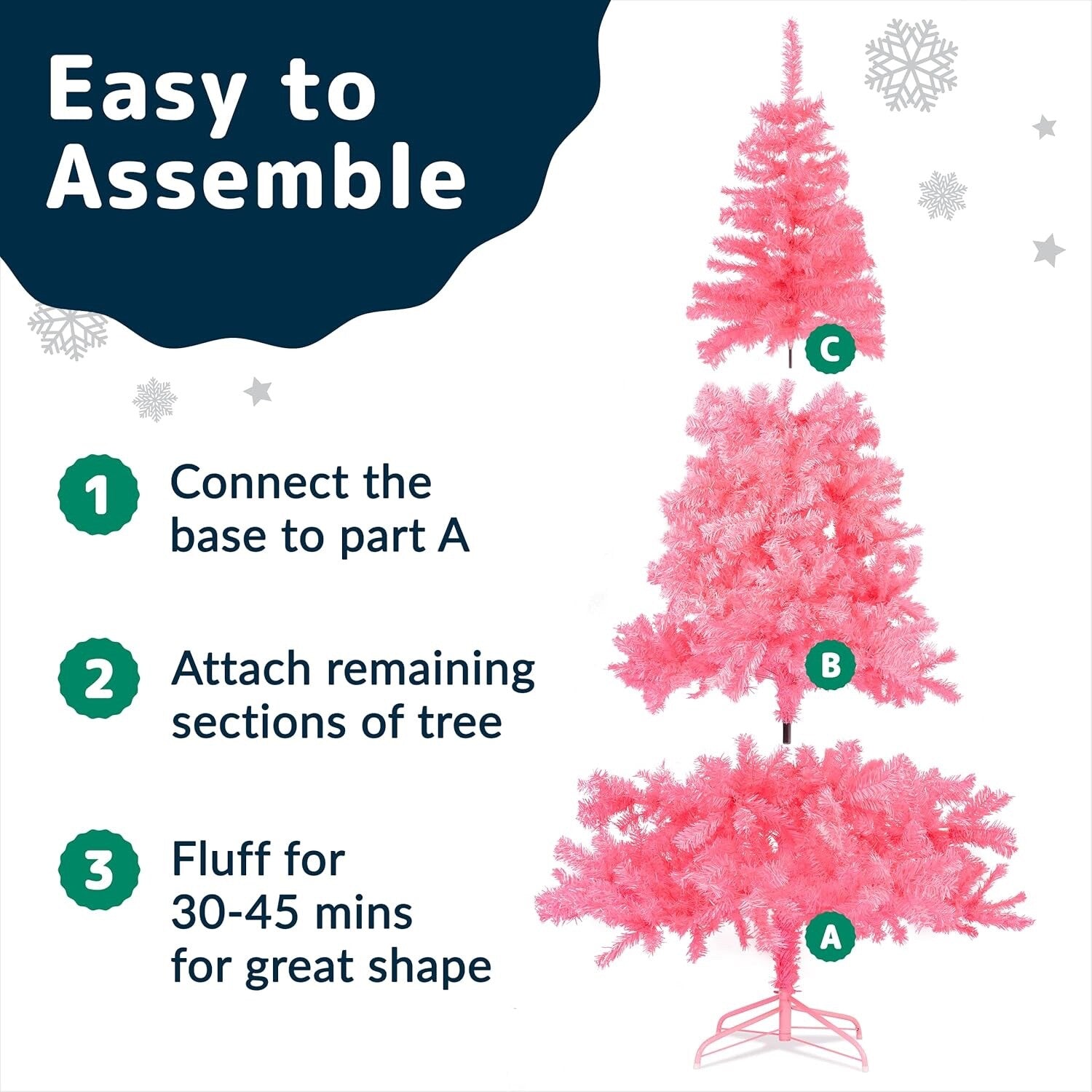 Prextex 1.8M Pink Artificial Christmas Tree Canadian Fir with Metal Stand Indoor