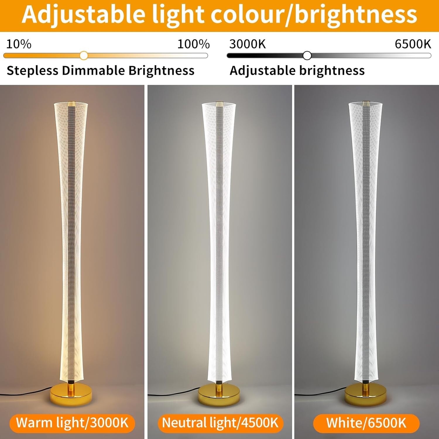 Mikeru Dimmable Corner Lamp 125cm - 3000K/4500K/6500K Standing Floor Lamp