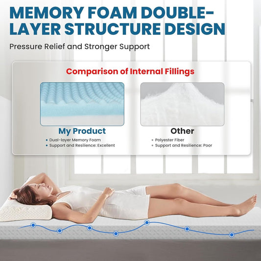 Mattress Topper King 150x200x7cm Memory Foam Washable Cover Back Support