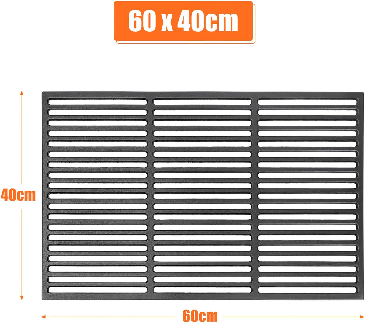 Cast Iron BBQ Grill Grate 60x40cm Enamelled Replacement Cooking Rack Universal
