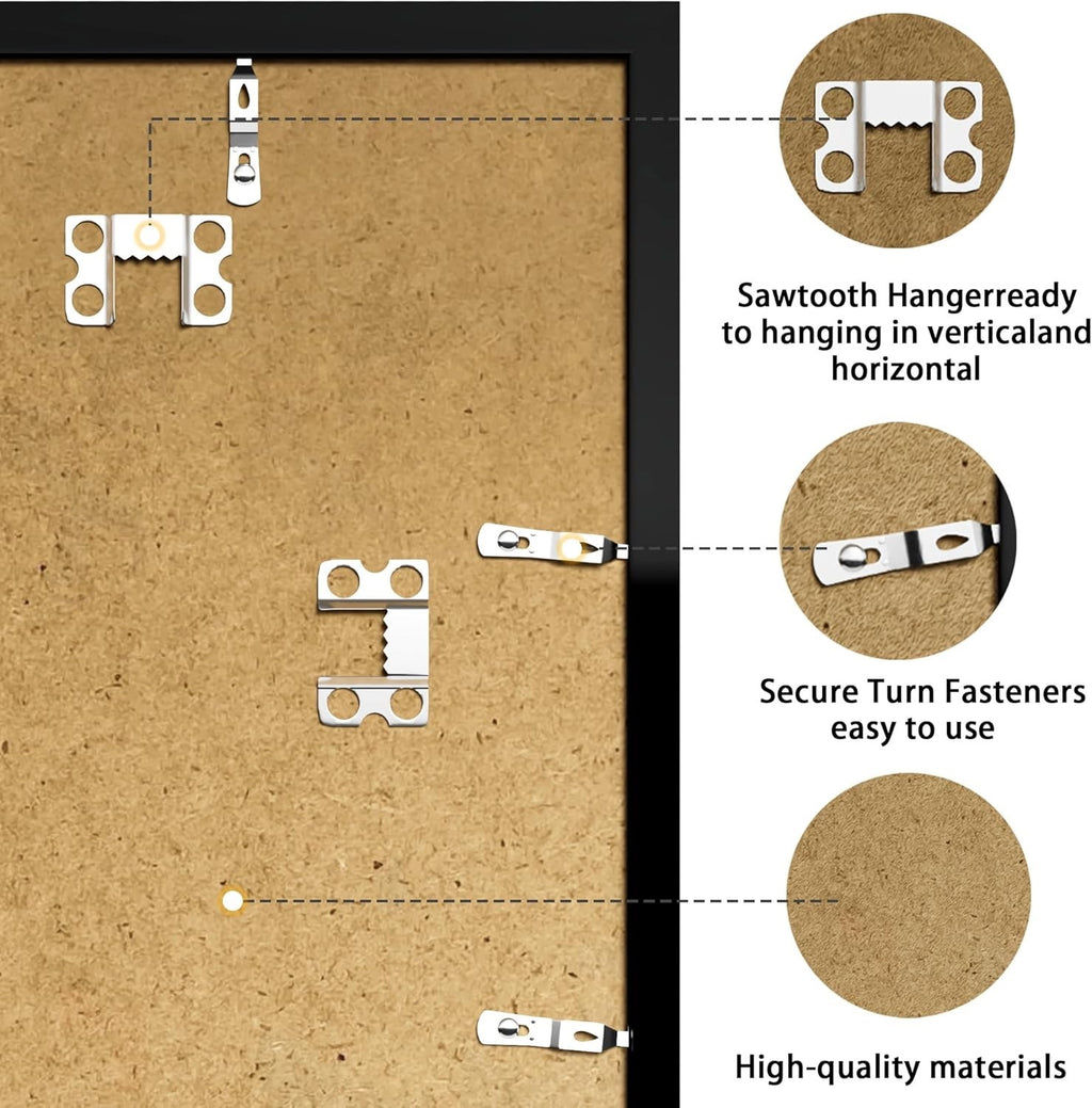 A1 Black Picture Frame 4 Pack Wall Mount Fits 59.4x84.1cm Poster Print