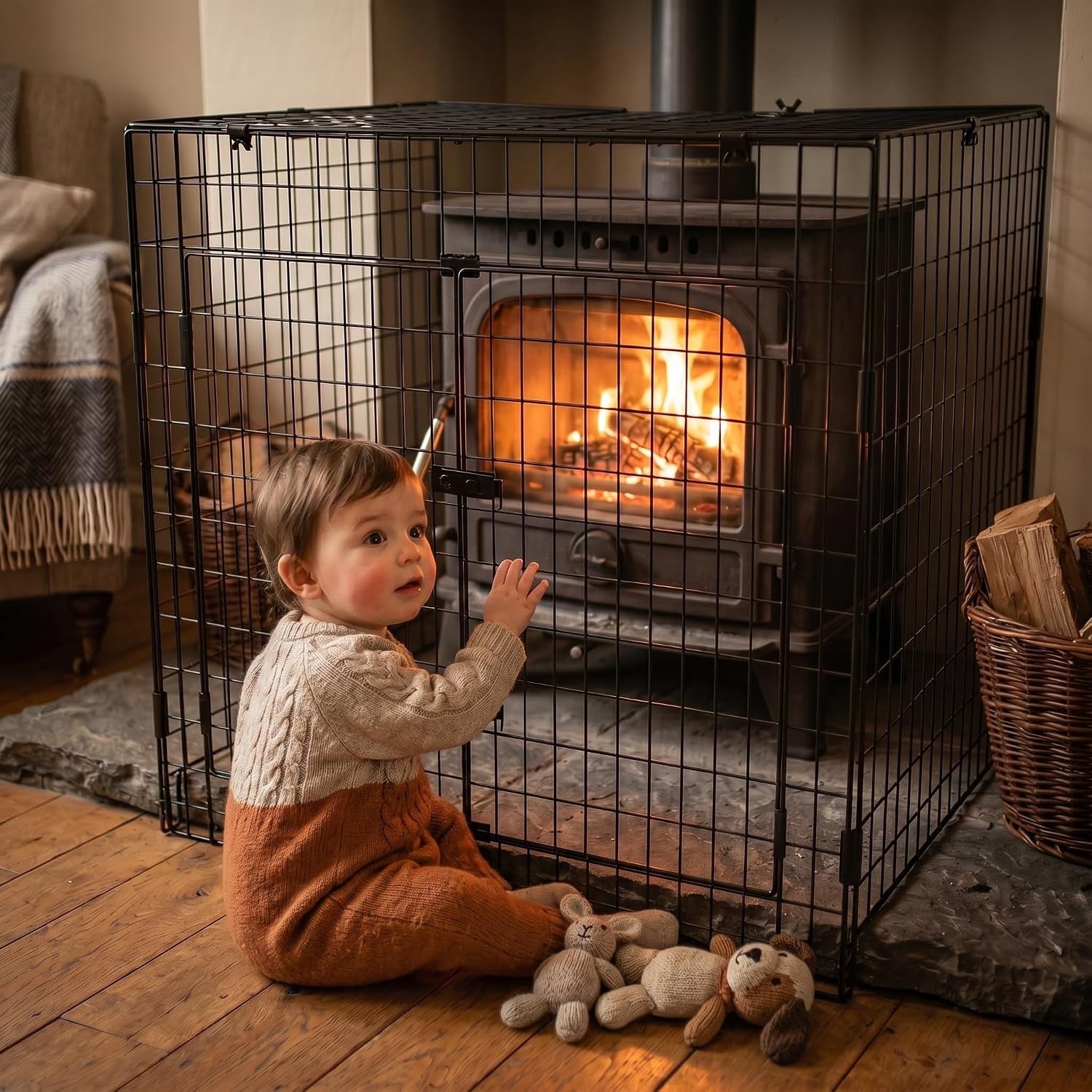 Nursery Fire Guard Stove Safety Barrier Child Pet Protector Door 80x70x50cm