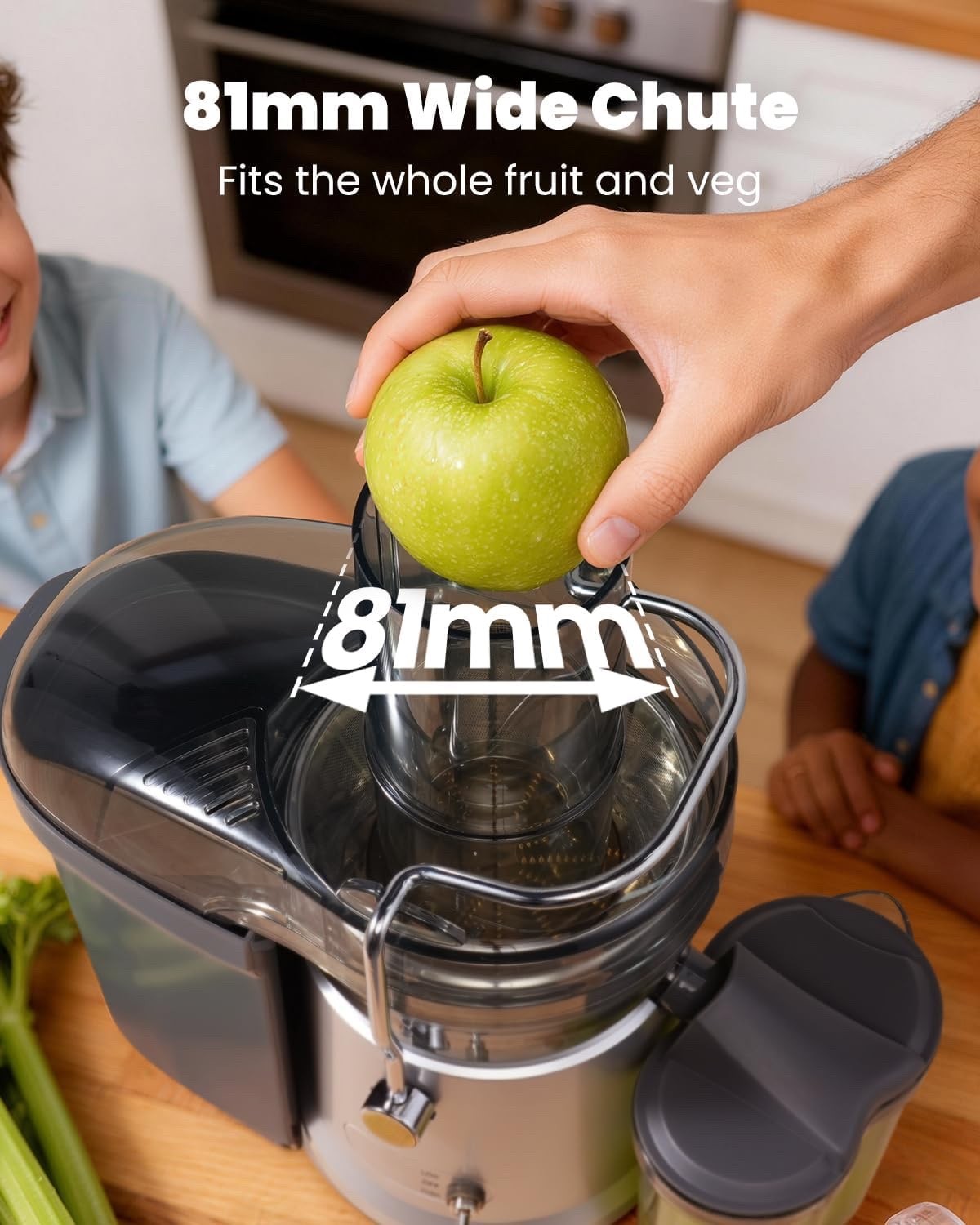 Juicer Machine Centrifugal Juice Extractor 1200W 2L 81mm Wide Mouth Fruit Veg