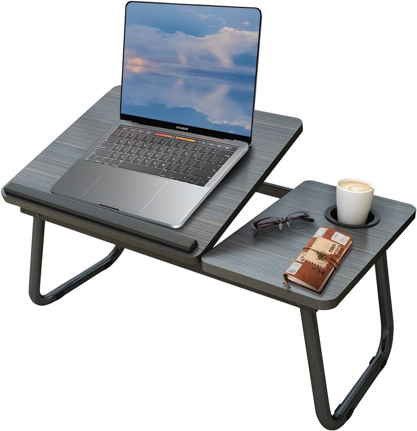 Laptop Bed Table Foldable Desk Cup Slot Reading Holder Sofa Tray Portable Stand