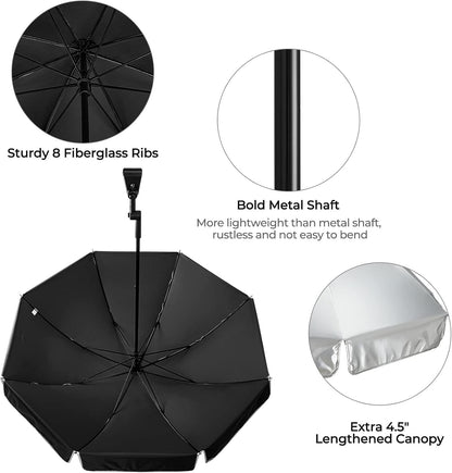 Clamp Umbrella Beach Chair UPF50 Adjustable Shade Stroller Wheelchair Parasol