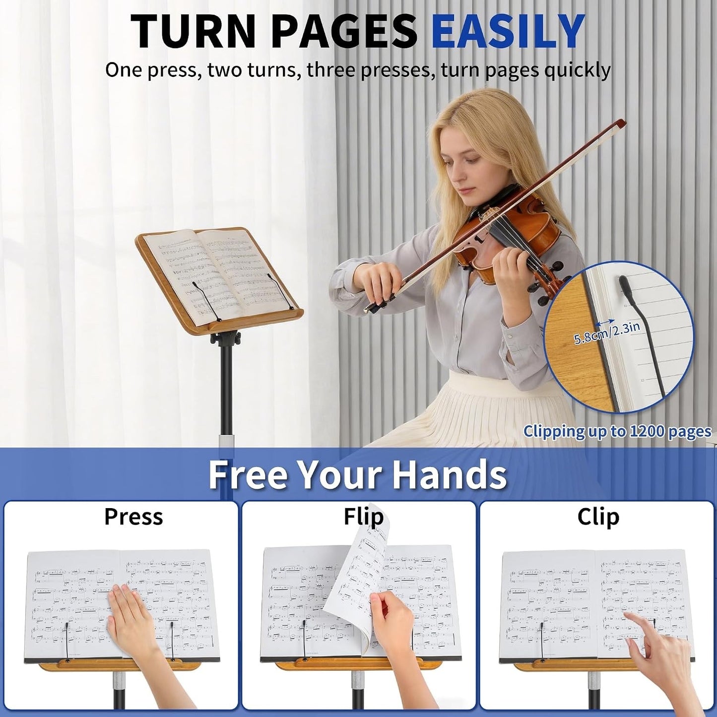 Book Reading Stand Adjustable 50-130cm Foldable Laptop Tablet Music Holder Black