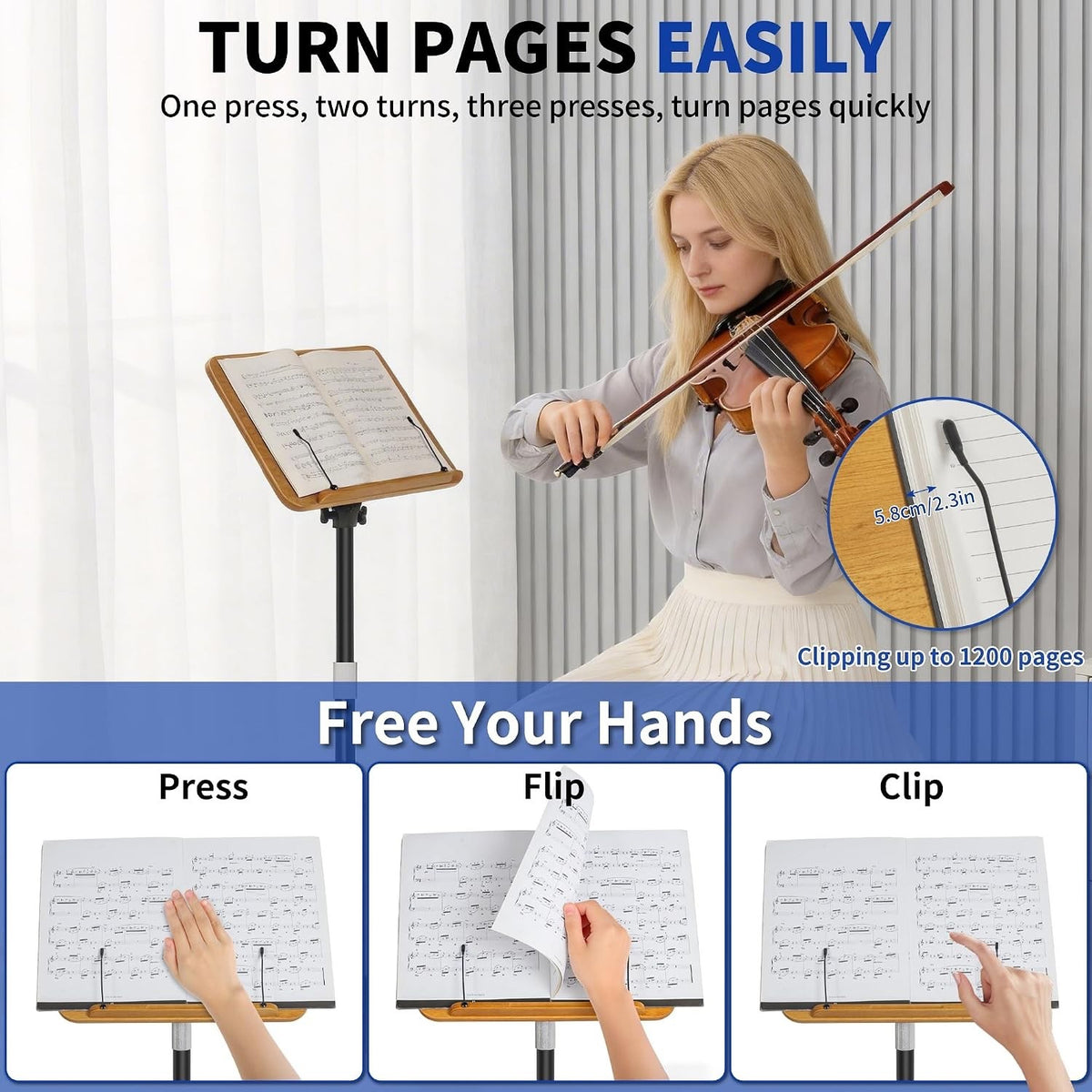 Book Reading Stand Adjustable 50-130cm Foldable Laptop Tablet Music Holder Black